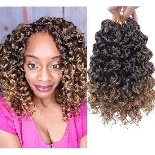 Miniatura 17 de GoGo Curl Crochet Hair 18 pulgadas onda de agua pelo sintético bohemio ganchillo trenzado jengibre onda profunda extensiones de cabello trenzado