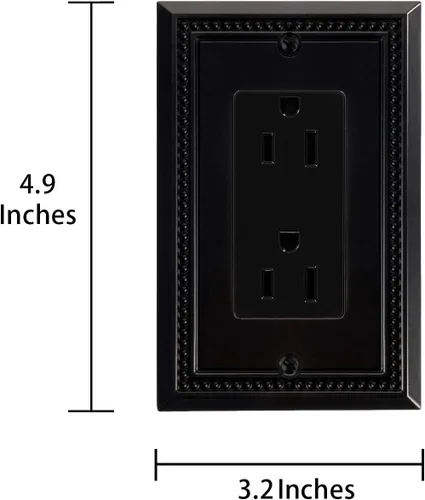 Miniatura 3 de Henne Bery Sunken Pearls - Placa de interruptor/placa de pared y cubierta de salida (decorador individual, 2 unidades, negro mate)