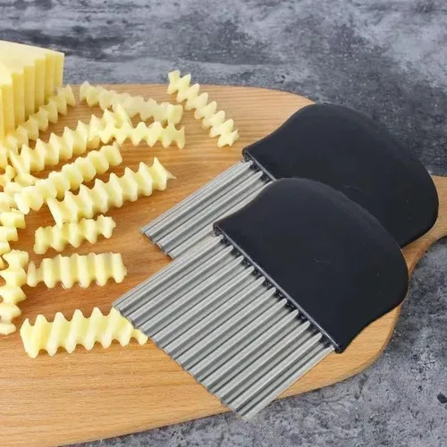 Miniatura 7 de Cortador de arrugas grande – Cortador de patatas – Cortador de ondas de acero inoxidable para freír francesas, verduras y frutas (1 unidad)