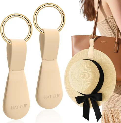 Clip magnético para sombrero para viajes, 2 soportes de silicona color caqui claro para bolsos, bolsos, equipaje y sombreros de playa, clip de