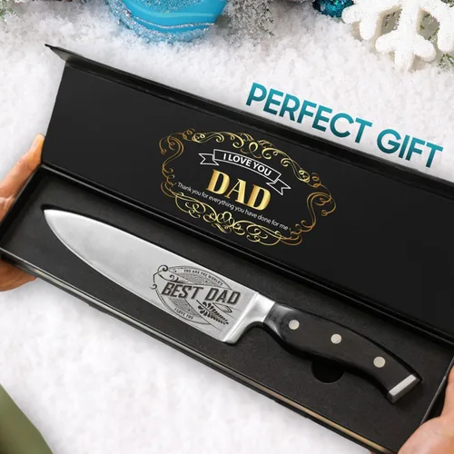Miniatura 8 de Cuchillo de chef de alta calidad, regalo de cumpleaños, cuchillo de cocina de acero al carbono de 8 pulgadas con mango de madera de Pakka, Día