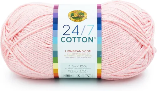 Miniatura 102 de Lion Brand Yarn, Hilo ligero mercerizado de algodón 24/7 para tejer, ganchillo y manualidades, Almirante, 1 paquete, 185 yardas de fibra natural