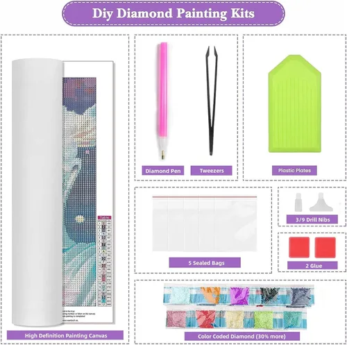 Miniatura 6 de Wenpeef Pintura de diamantes coloridos de mariposas y diamantes, 19.7 x 27.6 in, 5D, pintura por número para adultos, accesorios de arte y Broca