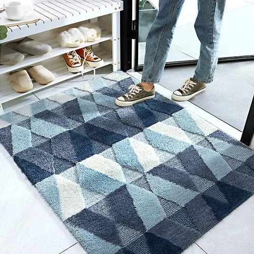 Miniatura 8 de Tiita Tapete para interiores, parte trasera de goma antideslizante, absorbente, tapete de baño, tapete de piso para entrada (20 x 32 pulgadas, azul)