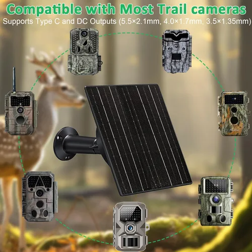 Miniatura 3 de FUTUREZEN Panel solar para cámara de sendero, cargador de batería solar de 10 W con batería de 10400 mAh, salida ajustable de 5 V/12 V, enchufes