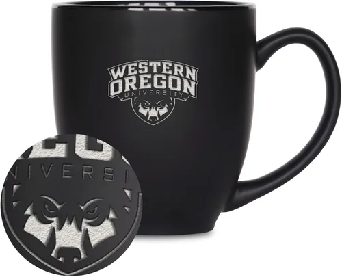 Miniatura 103 de Rico Industries - Taza de cerámica mate negra con grabado láser estándar de 15oz para NCAA (escuelas T & U) - Para bebidas calientes o frías