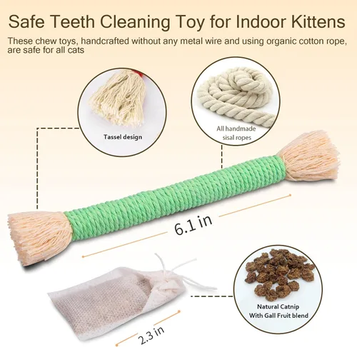 Miniatura 4 de Retro Shaw 6 piezas de juguetes para gatitos, cuerda para masticar, juguetes seguros para gatos de interior, juguete interactivo recargable
