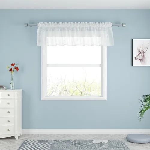 Miniatura 58 de UPOPO Paneles de Cortina Beige Pequeños Cortinas Transparentes de Gasa de 16 Pulgadas de Largo Cortinas de Cocina de Voile con Textura de Lino