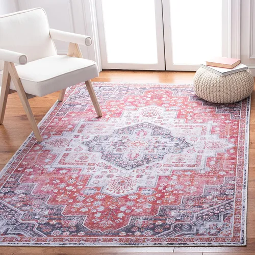 Miniatura 10 de SAFAVIEH Serapi Collection - Alfombra de pasillo, 2 x 9 pies, color marfil y óxido, no desprende pelusa, lavable a máquina y antideslizante, ideal