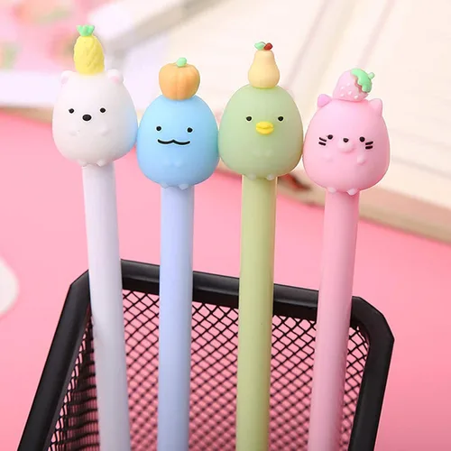 KRIZJUES 12 unidades de bolígrafos de tinta de gel Kawaii bonitos, adecuados para escribir, regalos para niños y maestros, recarga negra de 0.5mm