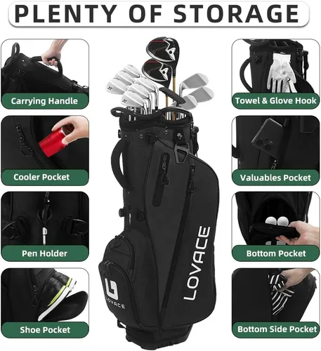 Miniatura 3 de Bolsa de golf de 14 vías, bolsas de golf ligeras con soporte para hombres y mujeres Negro