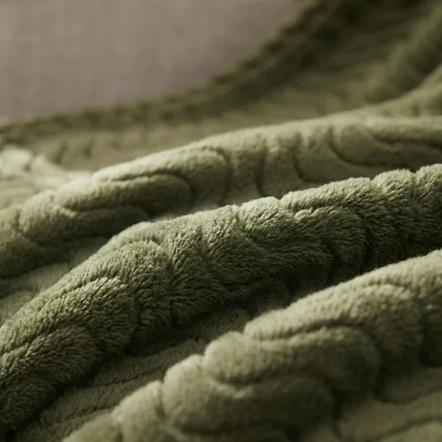 Miniatura 8 de Exclusivo Mezcla - Manta para sofá con textura ondulada decorativa, mantas de vellón ligeras y acogedoras, adecuadas para invierno, verde oliva, 50