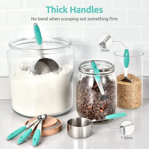 Miniatura 7 de U-Taste - Juego de tazas y cucharas medidoras: U-Taste 18/8 de acero inoxidable, 12 piezas, apilamiento de metal, juego de medidas para cocina