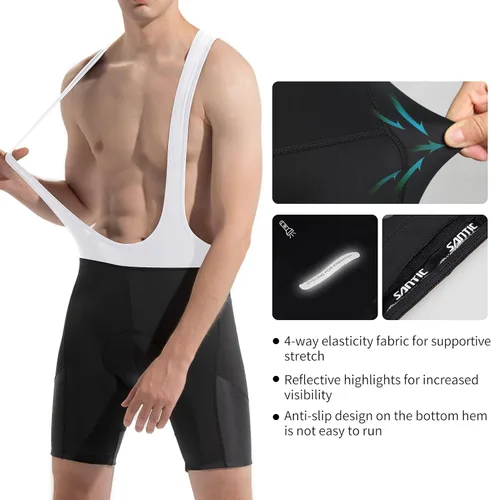 Miniatura 4 de Santic Pantalones cortos de ciclismo para hombre, acolchado 4D, transpirable, para ciclismo de carretera, ciclismo, ciclismo, ciclismo, gel de viaje