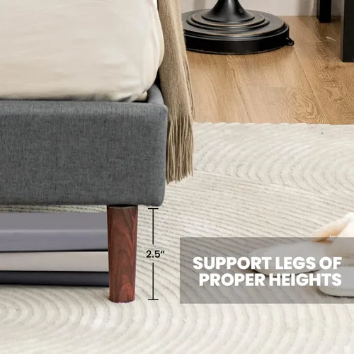 Miniatura 2 de Giantex Base de cama tapizada con cabecera ajustable, base de cama con plataforma suave capitonada de cristal con listones de madera, base