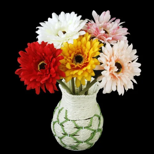 Miniatura 6 de VICASKY 5 piezas de plantas a granel, flores de imitación blancas, decoración de flores, plantas decorativas, flor sintética, gerbera, margarita