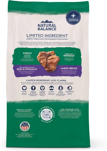 Miniatura 10 de Natural Balance - Comida seca para perros de raza grande con ingredientes limitados, fórmula de granos saludables, cordero y arroz moreno, 12 libras