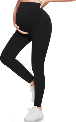 Purplepig Leggings de maternidad sobre el vientre, no se transparentan, levantamiento de glúteos, suaves, pantalones de entrenamiento para embarazo,