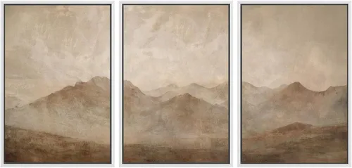 Miniatura 110 de SIGNWIN Lienzo enmarcado para pared, arte con pinceladas de flujo neutro en tonos beige abstractos, ilustraciones, arte moderno, decorativo