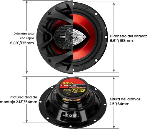 Miniatura 4 de BOSS Audio Systems CH6520 - Altavoces de coche de 6.5 pulgadas, 250 vatios máximo, 2 vías, audio de gama completa, tweeter de 1 pulgada, coaxial, se