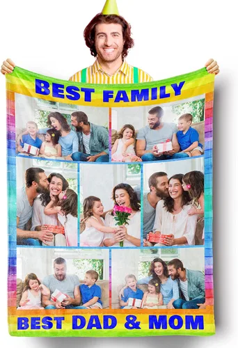 Miniatura 21 de Mantas personalizadas con fotos, manta personalizada de collage de fotos, suave, con mis propias fotos, regalos personalizados para Navidad, 2 Fotos