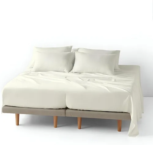 Miniatura 55 de ARlinen Juego de sábanas divididas tamaño Queen, 5 piezas, 100% algodón egipcio para camas ajustables, bolsillo profundo de hasta 16 pulgadas, juego