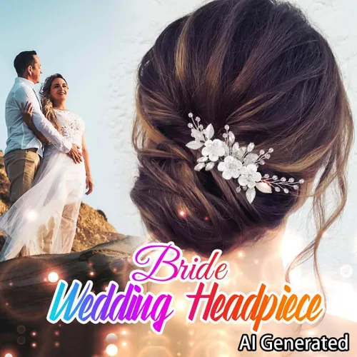 Miniatura 5 de Catery Peine de pelo nupcial de flores Clip de pelo de boda Rhinestone Accesorios para el cabello para novias y mujeres (plata)