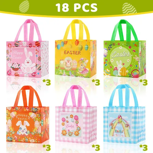 Miniatura 2 de YANGTE Paquete de 36 bolsas de regalo de Pascua, cestas de Pascua, bolsas de regalo no tejidas para niños con asa, suministros de fiesta
