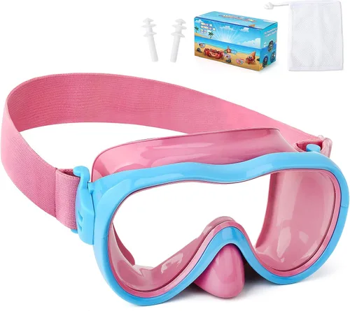 Miniatura 15 de Gafas de natación para niños con cubierta para la nariz, máscara de natación antifugas con correa de tela elástica, gafas de natación con protección