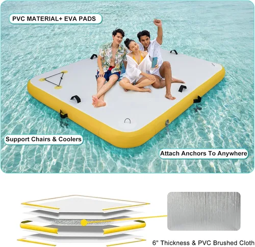 Miniatura 4 de Inflatable Dock- Floating Docks for Lakes 10ft 6ft 8ft 5ft, Inflatable Water Mat Island Float Blow Up Platform for River, Pool, Ocean