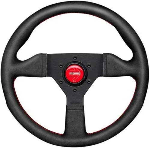 Miniatura 7 de MOMO Motorsport Montecarlo Alcantara Street Volante Negro Alcantara Grip, Radios anodizados cepillados, BK Stitch 12.598 in