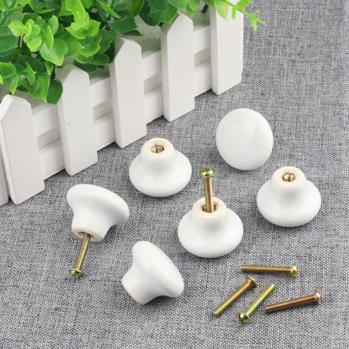 Miniatura 4 de Paquete de 40 pomos de cerámica blanca para gabinete, pomos de cerámica brillante, manijas de cajón, pomos de armario para cocina, oficina, baño