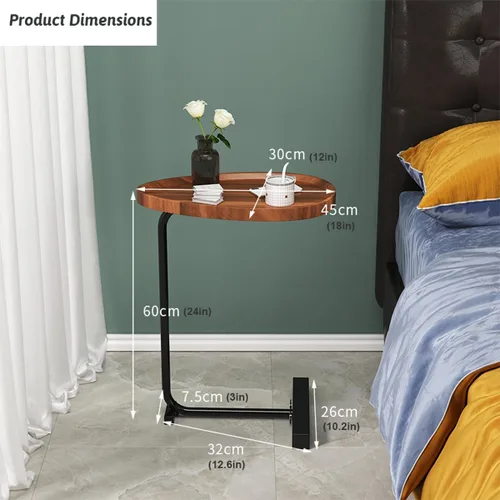 Miniatura 2 de Mesa auxiliar en forma de C, mesa auxiliar pequeña en C para sofá y mesita de noche, mesas auxiliares de sofá que se deslizan debajo, mesa auxiliar
