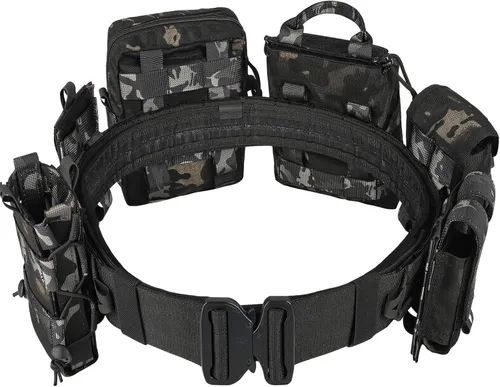 YAKEDA Molle - Cinturón de batalla con accesorios – Cinturón táctico de combate Airsoft resistente (8 piezas)