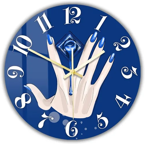 Miniatura 16 de Reloj de pared de salón de uñas de 12 pulgadas, nombre personalizado, regalo de técnico de uñas, reloj de pared silencioso sin tictac, funciona