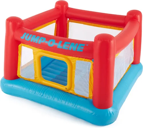 Miniatura 2 de Intex Jump-O-Lene - Casa inflable de rebote para cama elástica con puerta de arrastre y pequeña bola de plástico multicolor divertida para hoyo