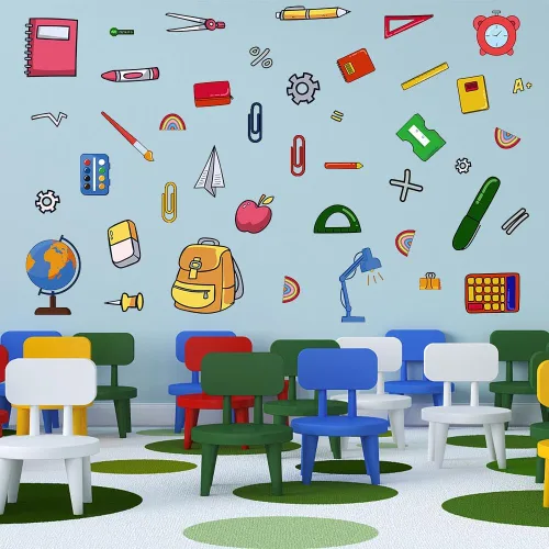 Miniatura 4 de ALIBBON Calcomanías de regreso a clases para niños, calcomanías de cosas escolares, calcomanías de pared extraíbles para niños, suministros