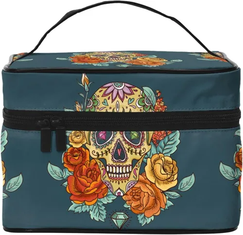Miniatura 10 de Bolsa de maquillaje con asa, estuche de cosméticos con cremallera, bolsa de aseo portátil de viaje para mujeres y niñas, duradera, 1 Foto