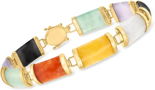 Miniatura 3 de Ross-Simons Pulsera Good Fortune en oro amarillo de 14 quilates, Gema, Jade