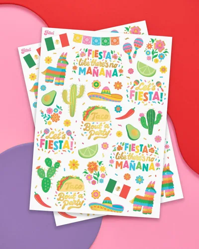 Miniatura 2 de xo, Fetti Fiesta Party Supplies - Tatuajes metálicos - 52 estilos Decoraciones del Cinco de Mayo, despedida de soltera de fiesta final +
