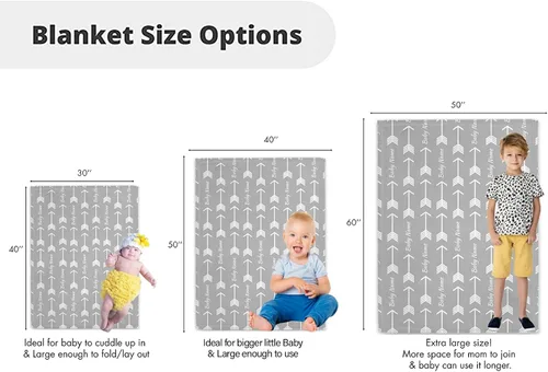 Miniatura 5 de Mantas personalizadas de flecha gris Minky con nombre, mantas personalizadas para niños y niños, manta de felpa suave para bebés recién nacidos