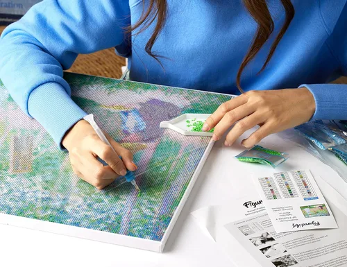 Miniatura 4 de Figured'Art Kit de arte de pintura de diamantes para adultos de 16 x 20 pulgadas con marco, taladro cuadrado completo 5D, ojo de tigre completo