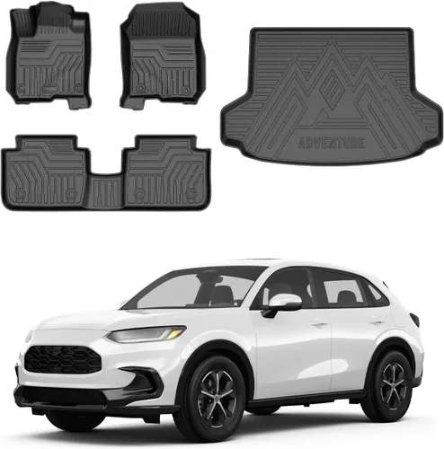 Powerty Alfombrillas y forro de carga para Honda HRV HR-V 2023, 2024, 2025, 2026, accesorios de 2 filas de alfombrillas para todo tipo de clima,