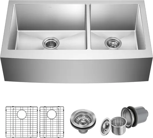 Miniatura 9 de Kraus Standart Pro - Fregadero de cocina de 30 pulgadas con delantal de estilo granja, calibre 16, de un solo tazón, de acero inoxidable, KHF200-30