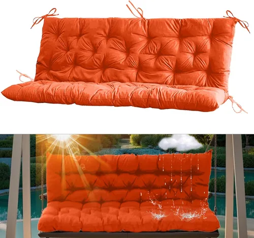 Miniatura 14 de Cojín para columpio de 2-3 plazas, cojines para exteriores con respaldo grueso de 4 pulgadas, almohadilla antidecoloración impermeable para jardín