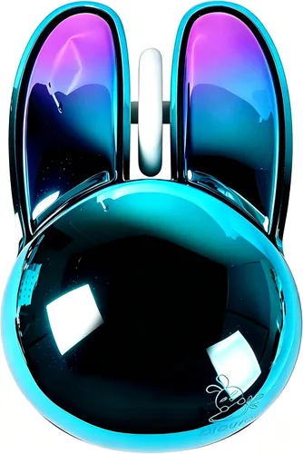 Miniatura 10 de Ratón inalámbrico Bluetooth con forma de conejo, pequeño, silencioso, USB, óptico, silencioso, divertido, para PC, laptop, computadora de Rojo