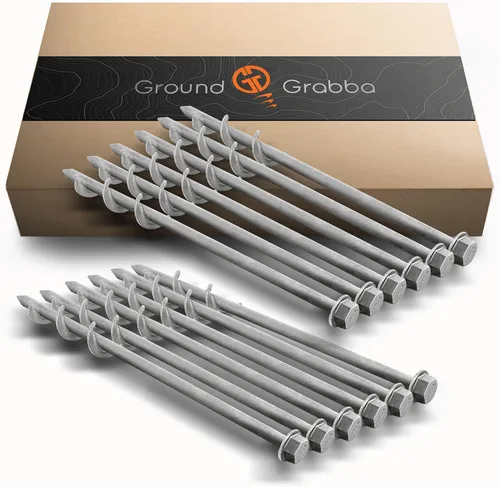 Miniatura 6 de GROUNDGRABBA Kit de tornillos de anclaje de tierra – 2 anclajes de tierra de 1 pie resistentes para vientos fuertes Kit de anclaje de tierra