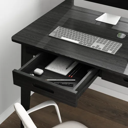 Miniatura 5 de FUFU&GAGA Escritorio de oficina de 39 pulgadas, escritorio rectangular para computadora con 2 cajones, mesa de escritura para leer y manualidades