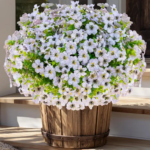 Miniatura 18 de Axylex - Flores Artificiales para Exteriores, Plantas Falsas - 16 Paquetes de Verdería Artificial para Exteriores, Arbustos de Boj de Plástico Sin