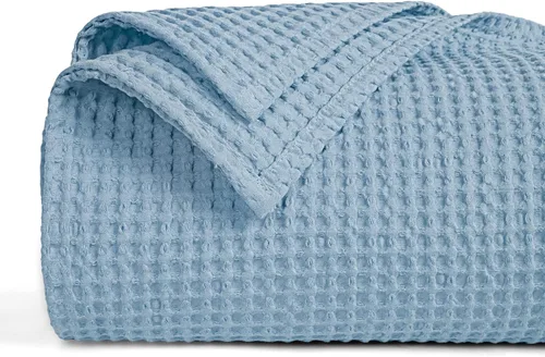 Miniatura 35 de PHF - Manta de punto gofre 100% de algodón tamaño king para cama, cobija ligera transpirable a prueba de engancho, ideal para acolchado en climas